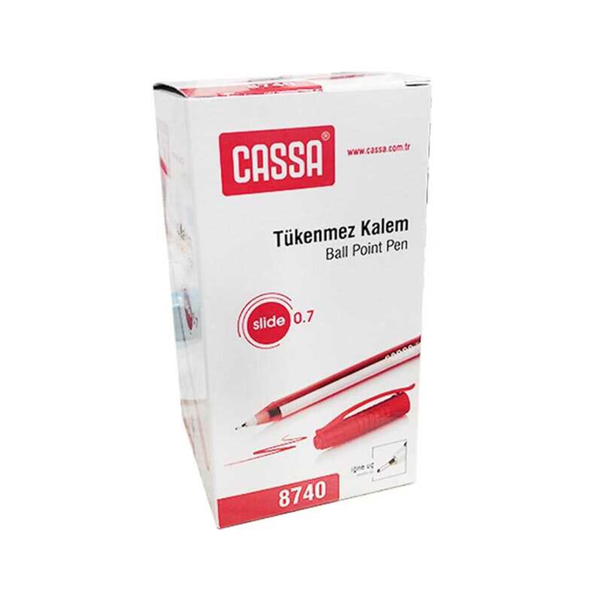CASSA TÜKENMEZ KALEM KIRMIZI 50 Lİ SLİDE 8740 1