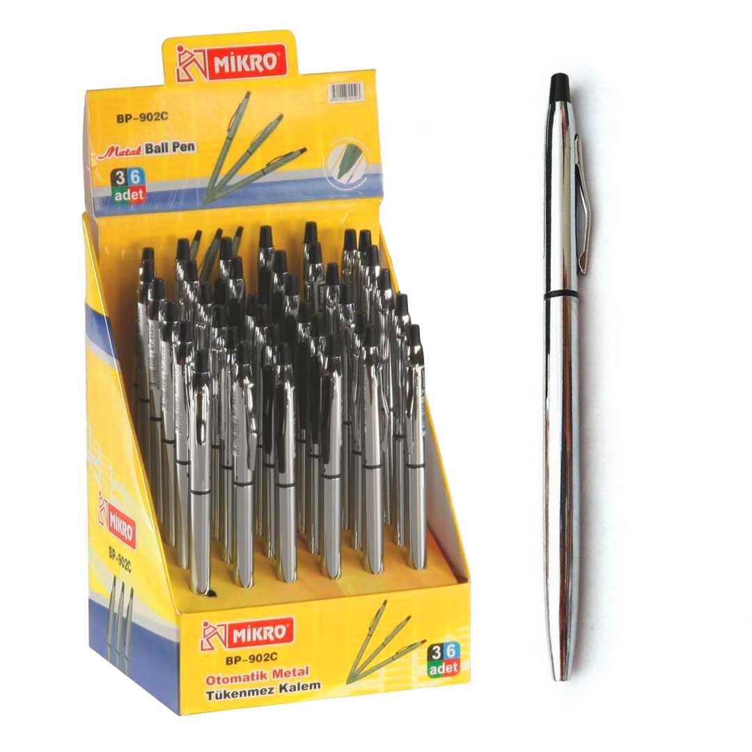 MİKRO TÜKENMEZ KALEM METAL MAVİ 36 LI BP- 902C 1