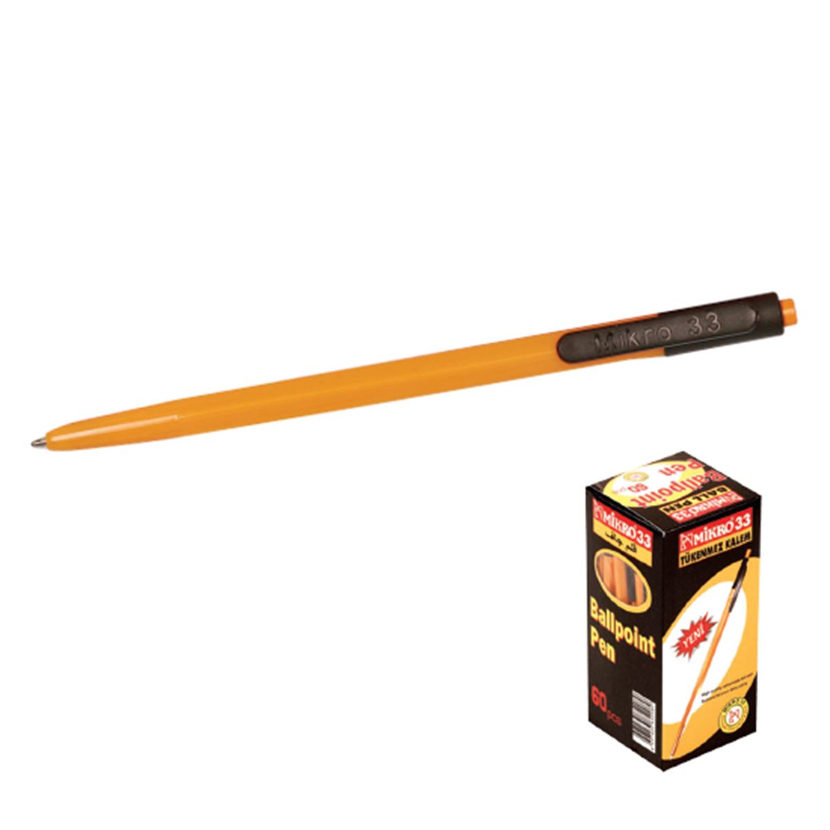 MİKRO TÜKENMEZ KALEM BASMALI 33 SİYAH 60 LI M-33 1