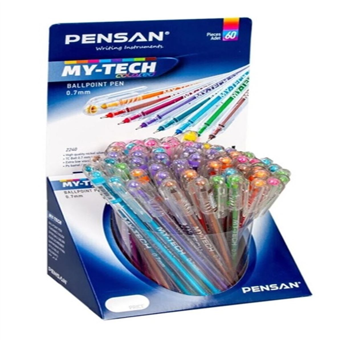 PENSAN MY TECH TÜKENMEZ KALEM KARIŞIK RENK 07 MM 60 LI 2240 1