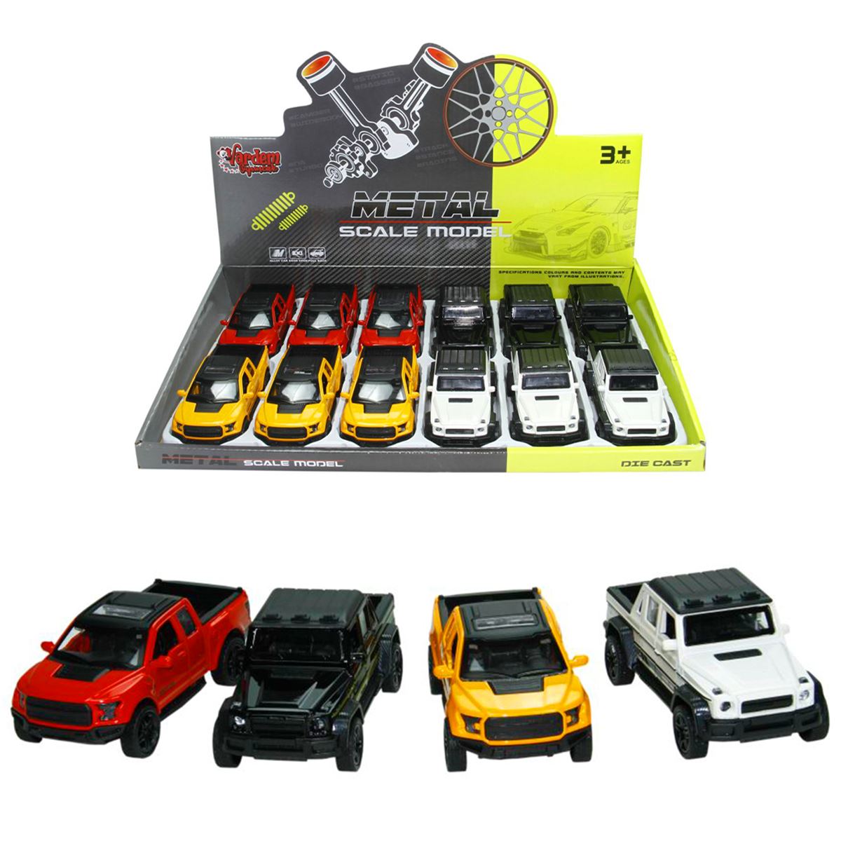VARDEM ÇEK BIRAK SPOR ARABA KM-3631C METAL SCALE MODEL 1:36 12 Lİ 3+ 1