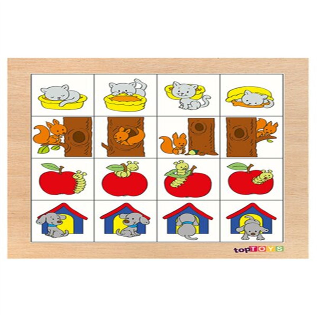 CHİVA AHŞAP PUZZLE CS-7014 AYNI HAYVANLARI FARKLI POZİSYONDA EŞLEŞTİRELİM 1