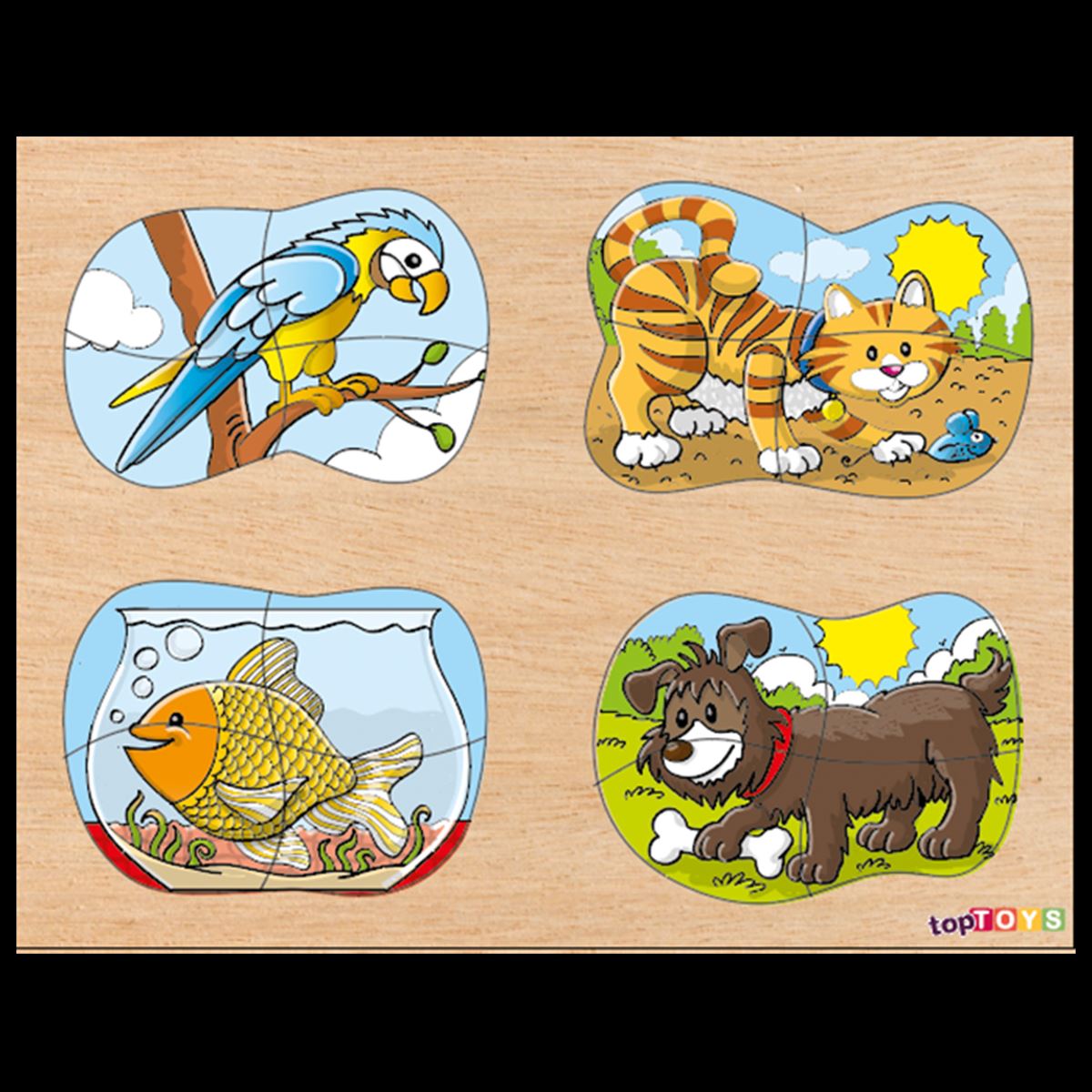 CHİVA AHŞAP PUZZLE CS-7044 4'Ü 1 ARADA EVCİL HAYVANLAR 1