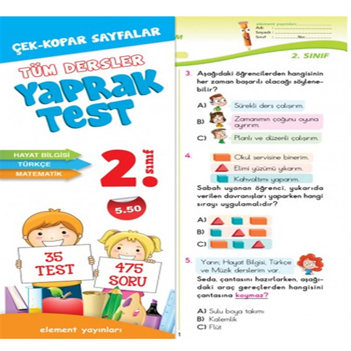 ELEMENT YAPRAK TEST TÜM DERSLER 2.SINIF 2018-2019 1