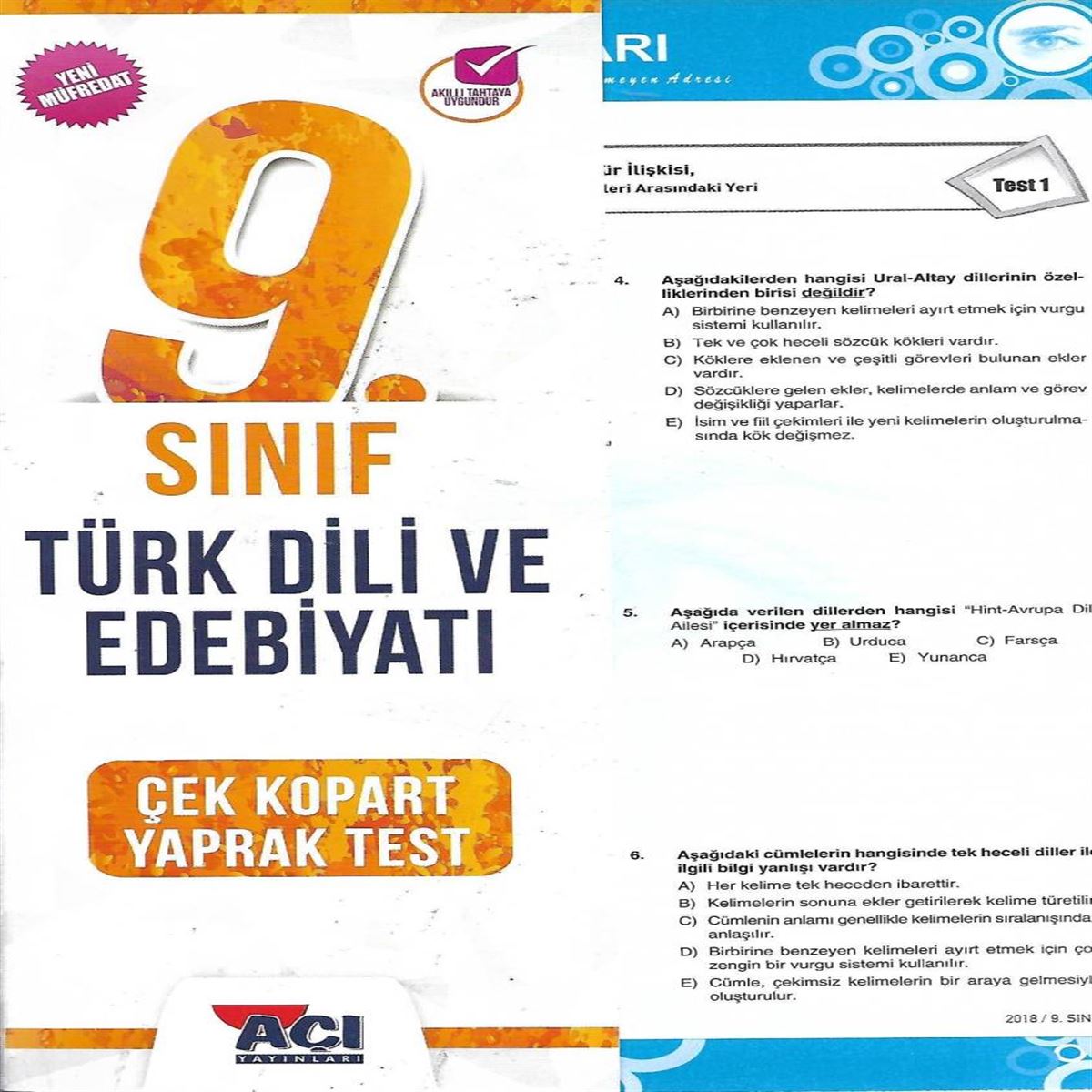 AÇI YAPRAK TEST TÜRK DİLİ VE EDEBİYATI 9.SINIF 1