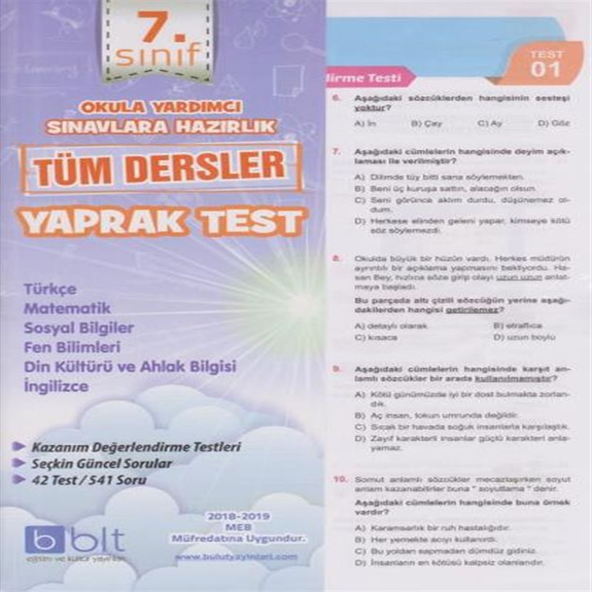 BULUT YAPRAK TEST TÜM DERSLER 7. SINIF (2018-2019) 1