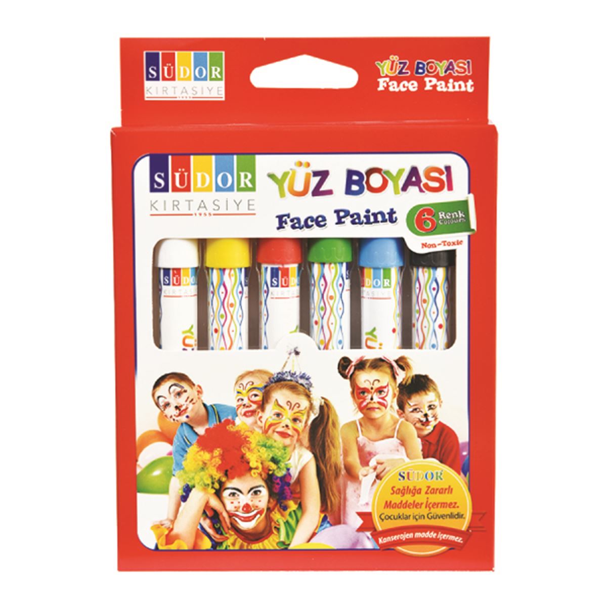 SÜDOR YÜZ BOYASI 6 RENK ÇEVİRMELİ YB01 1