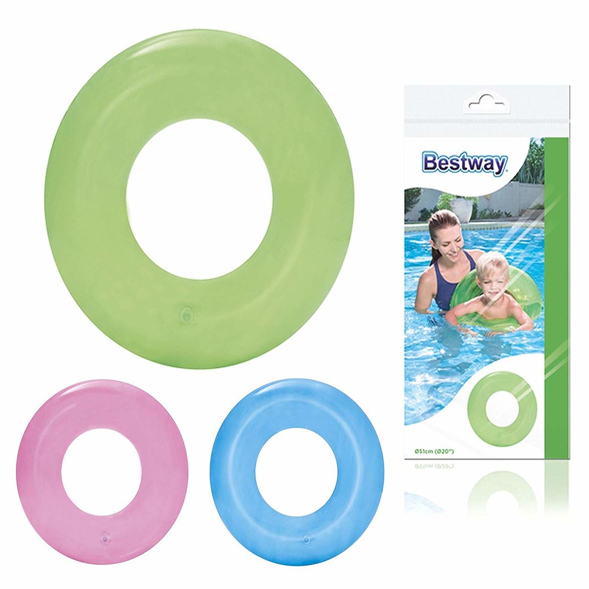 KZL BESTWAY YÜZME SİMİDİ 36022 ŞEFFAF RENKLİ 51 CM 1