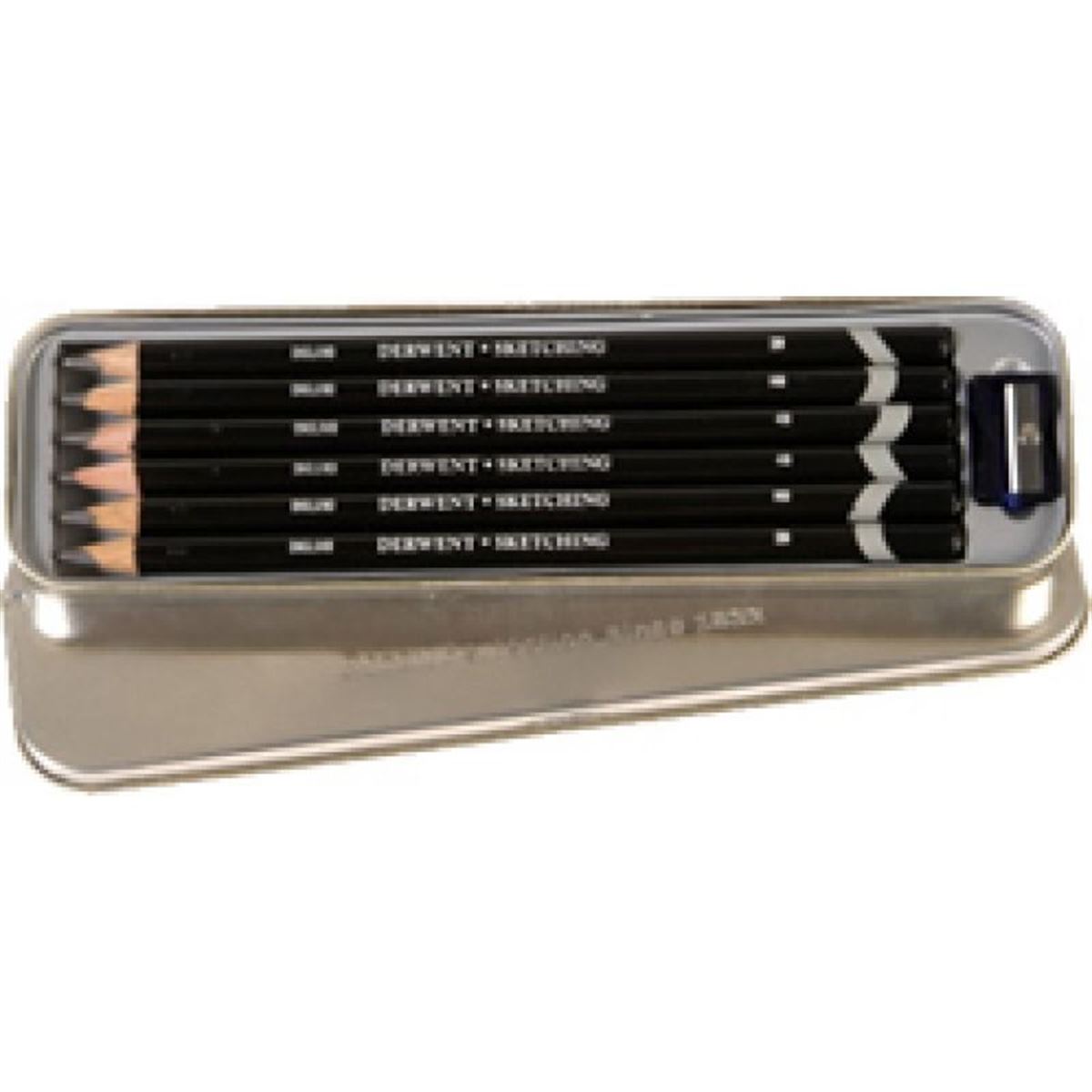 DERWENT ÇİZİM KALEMİ DW2301945 SKETCHİNG 6 LI METAL KUTU 1