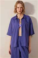 Keten Natural Koyu Mavi Gömlek KOYU MAVİ - 1