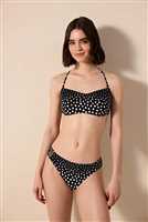 Dots Straplez Balenli Çok Renkli Bikini Üstü SİYAH-BEYAZ - 1