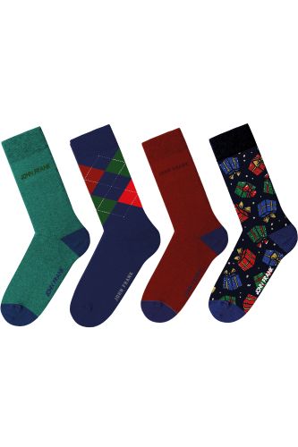 JOHN FRANK 4 PACK CHRISTMAS LONG SOCKS MULTICOLOR - 1