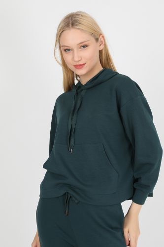 JOHN FRANK WOMAN SPORTS&LOUNGEWEAR COMFY SWEATSHIRT PETROL - 1