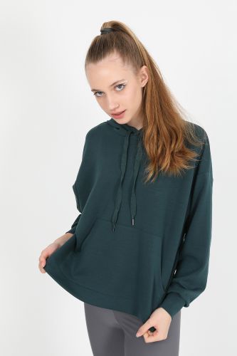 JOHN FRANK WOMAN SPORTS&LOUNGEWEAR COMFY SWEATSHIRT PETROL - 4
