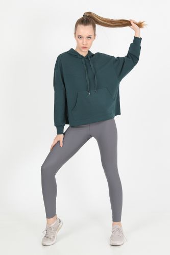 JOHN FRANK WOMAN SPORTS&LOUNGEWEAR COMFY SWEATSHIRT PETROL - 5