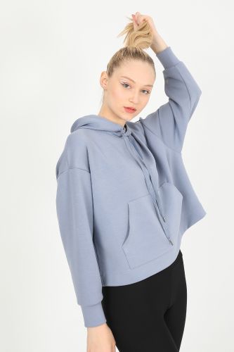 JOHN FRANK WOMAN SPORTS&LOUNGEWEAR COMFY SWEATSHIRT ACIK MAVI - 42