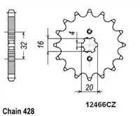 50-15044-14 Yamaha MT/YZF 125 - 14 Ön Dişli 1