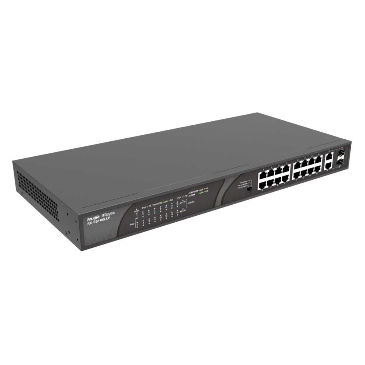 REYEE RG-ES118S-LP 16 PORT 10/100 POE 2X1G SFP 120 WATT POE YÖNETİLEMEZ SWITCH 1