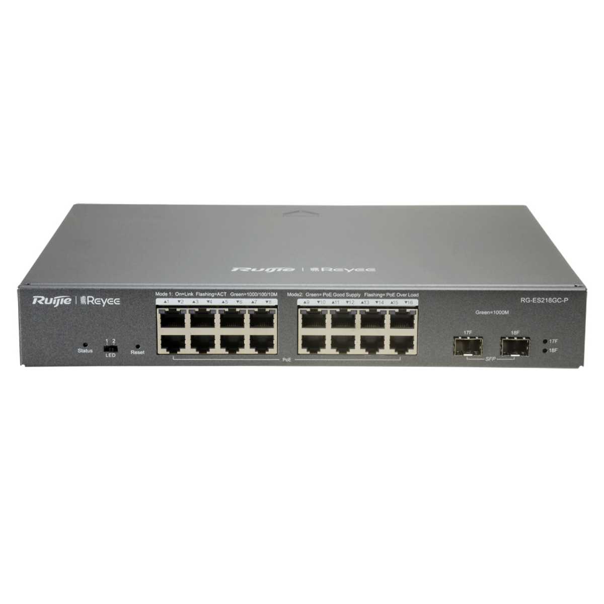 REYEE ES218GC-P 16 PORT 10/100/1000 POE 2X1G SFP 240 WATT POE YÖNETİLEBİLİR SWITCH 1