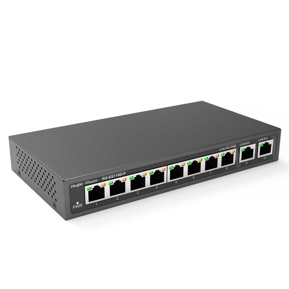 REYEE RG-ES110D-P 8 PORT 10/100 POE 110W 2 GIGABIT UPLINK YÖNETİLEMEZ SWITCH 1