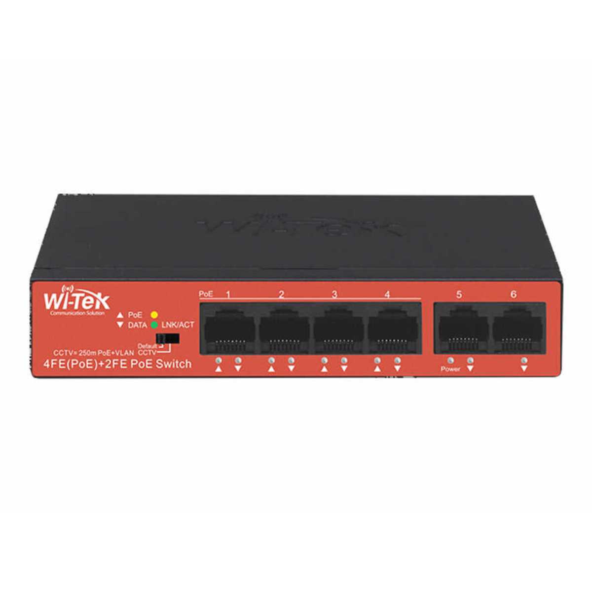 WITEK WI-PS205H V2 4 PORT POE + 2 UPLINK 10/100 SWITCH 40W 1