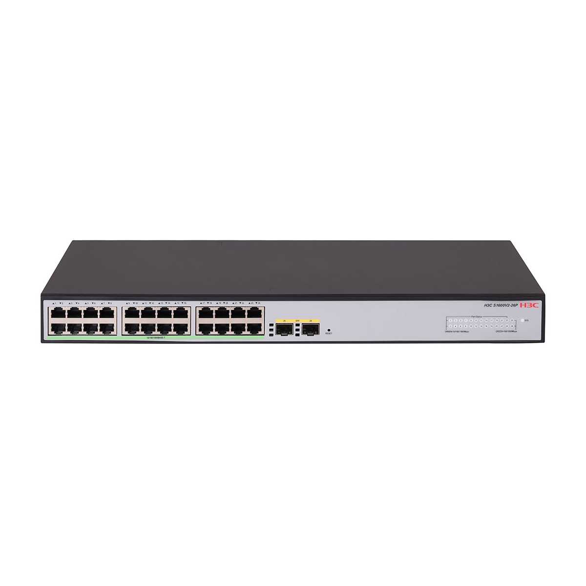 H3C S1600V2-26P-HPWR 24 PORT 10/100/1000 370W POE +2SFP YONETILEBILIR SWITCH 1