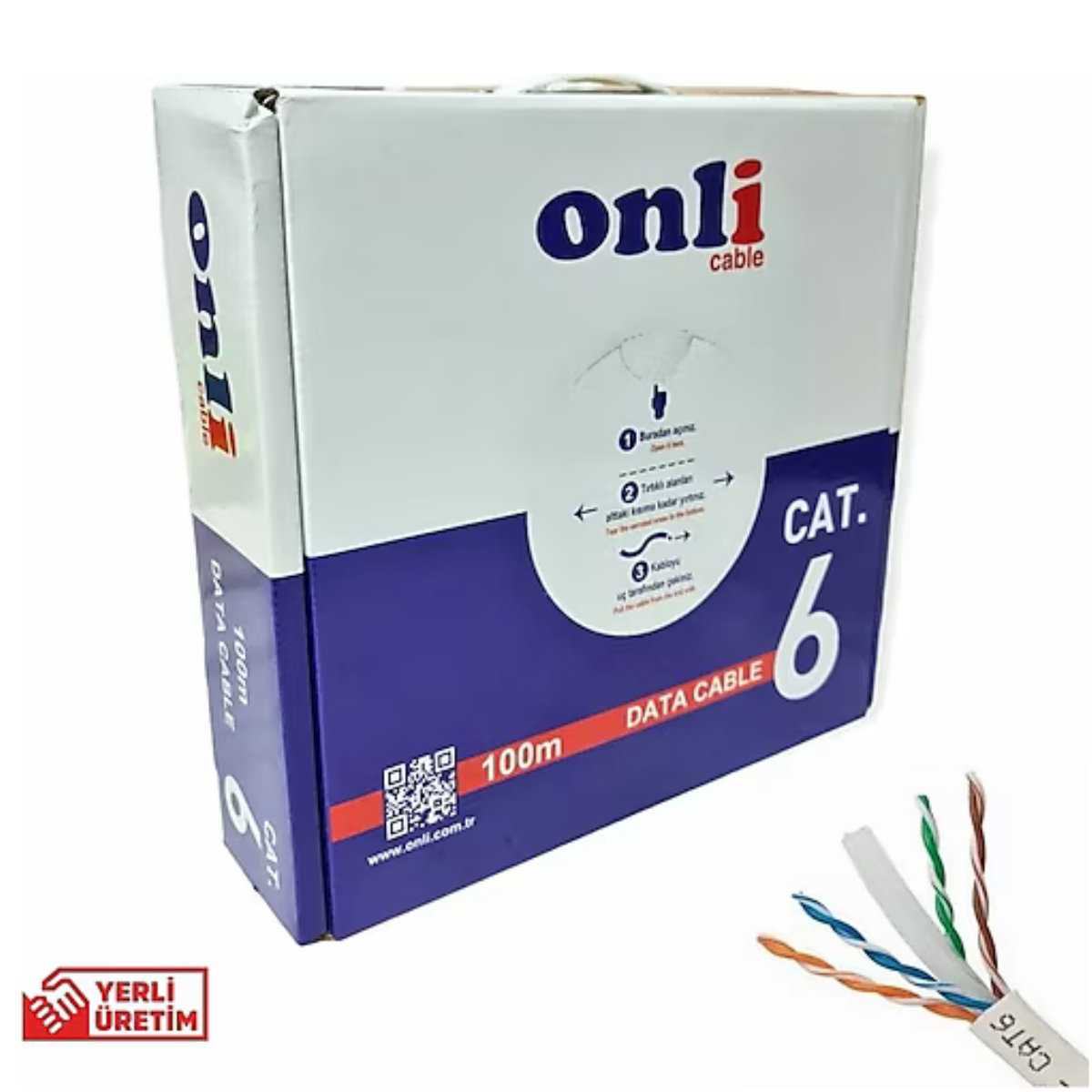 ONLİ CAT6 UTP 23 AWG DATA KABLOSU 100 METRE KUTU 1