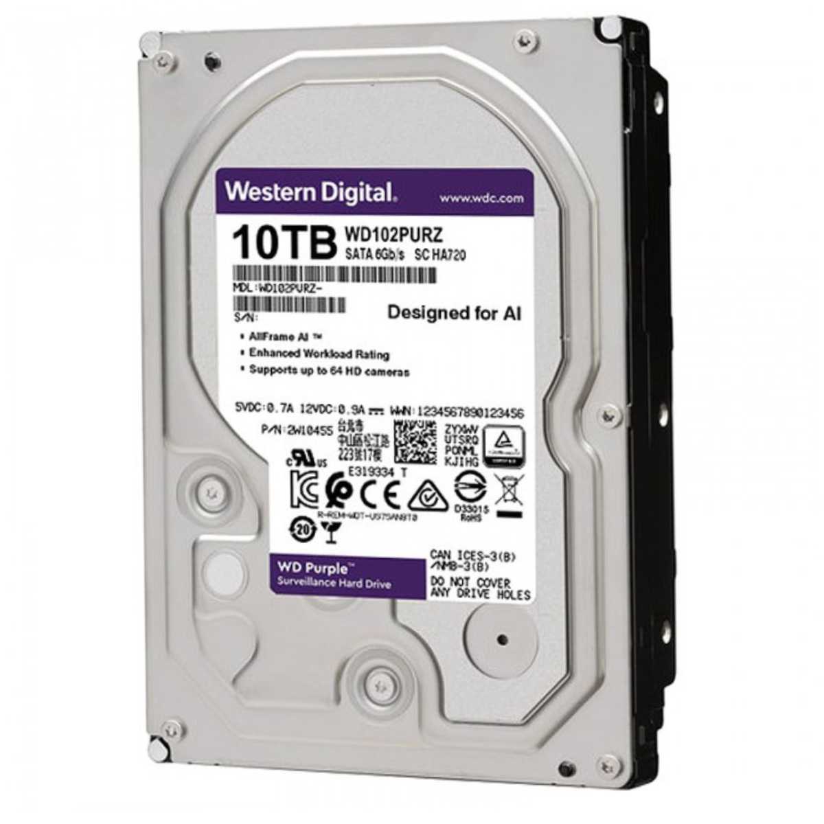 WD PURPLE 10 TB 7/24 GÜVENLİK DİSKİ DİSTRİBÜTÖR GARANTİLİ 1