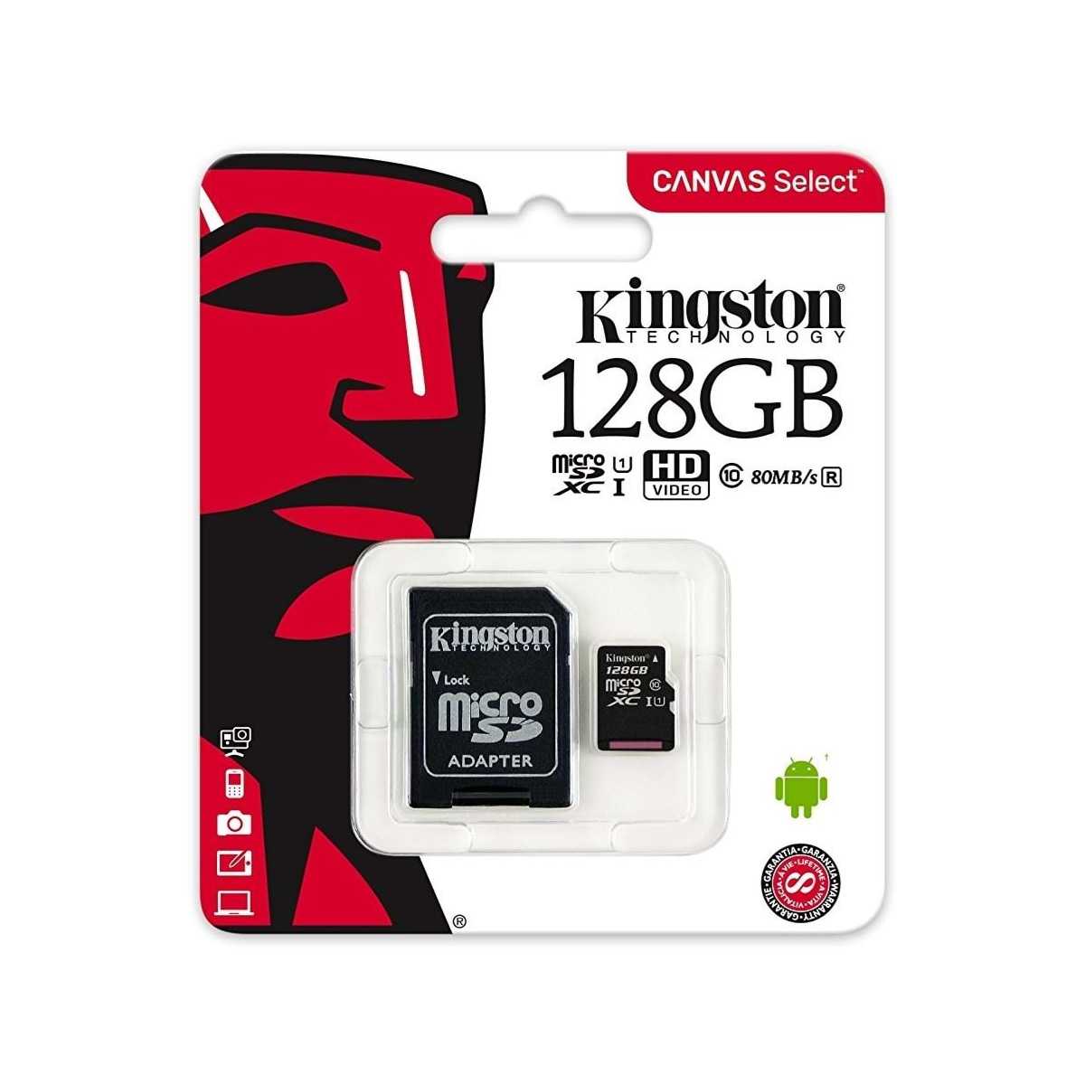 KINGSTON 128GB CLASS10 100MB/S MİCROSDXC HAFIZA KARTI 1