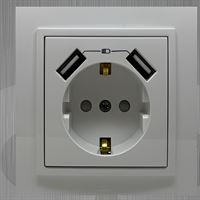 Çocuk Korumali Ikili USB Toprakli Priz 1