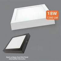 18W S.Ü KARE SİYAH KASA BEYAZ IŞIK 1