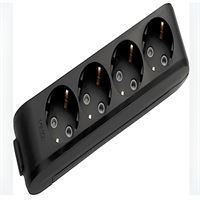 211-000-401 DECO 4 LÜ TOPRAKLI SİYAH GRUP PRİZ (KL 1