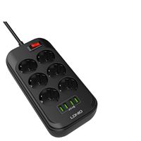 211-003-604 DECO 6 LI USB'Lİ SİYAH 3M (3*1) 1