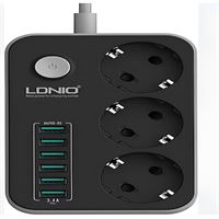 211-005-304 DECO 3 LÜ  USB'Lİ SİYAH 5M (3*1) 1