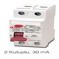 KAÇAK AKIM KORUMA ŞALTERİ 6KA, 25A, 2P, 30MA HAYAT 1