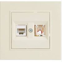 KAREA İKİLİ DATA PRİZİ (CAT5+NÜMERİS) KREM 1