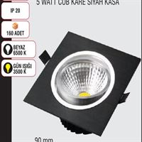 5 WATT COB KARE SİYAH KASA 1