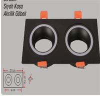 ALÜMİNYUM SPOT AKRİLİKLİ KARE 2 Lİ KASA SİYAH 1
