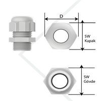 PG 13,5 Standart Polyamid Rakorlar K.Gri 1