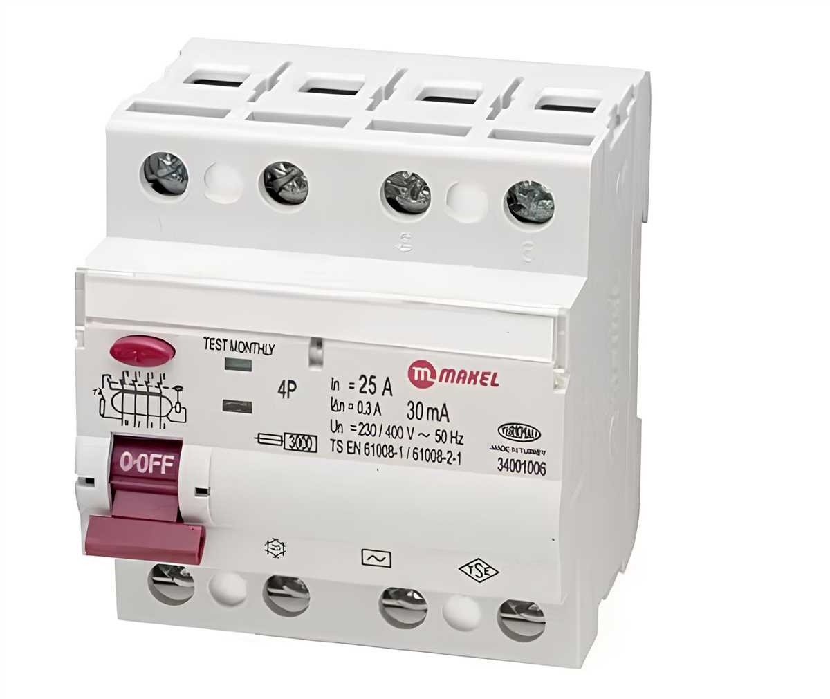 KAÇAK AKIM KORUMA ŞALTERİ 6KA, 25A, 4P, 30MA HAYAT 1