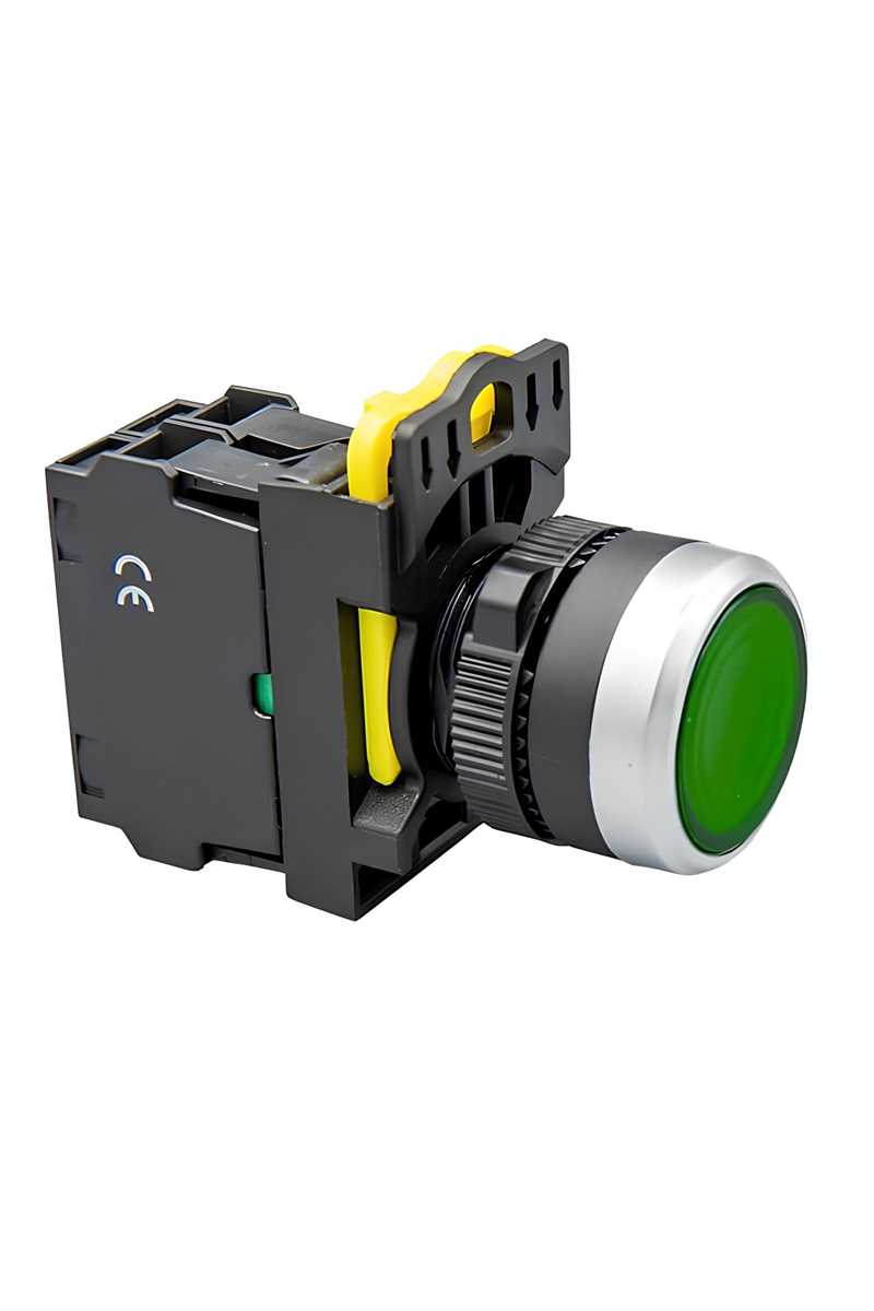 1NO Anlık Yaylı Buton LEDli Yeşil 1