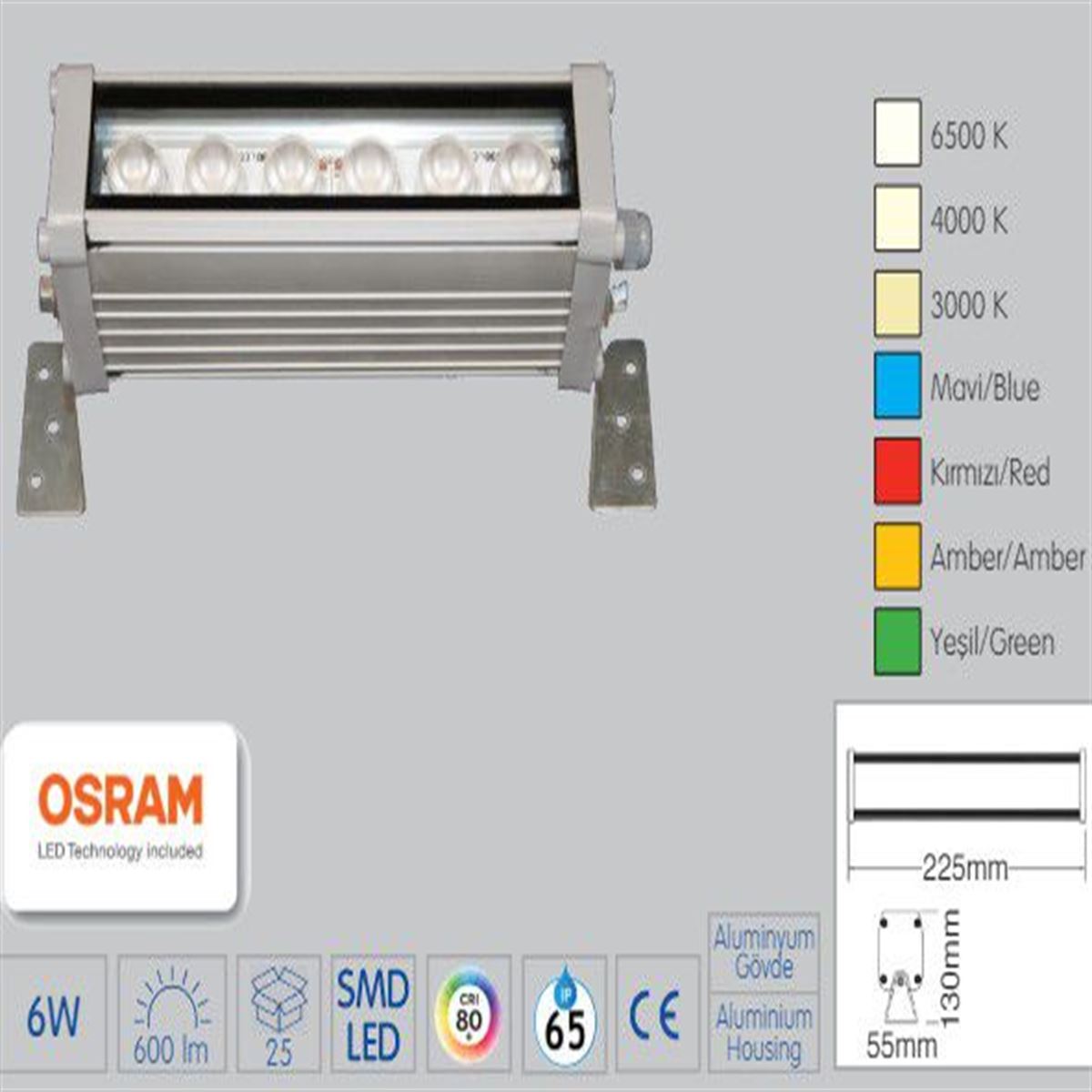 6 W 18 CM  WALLWASHER 1