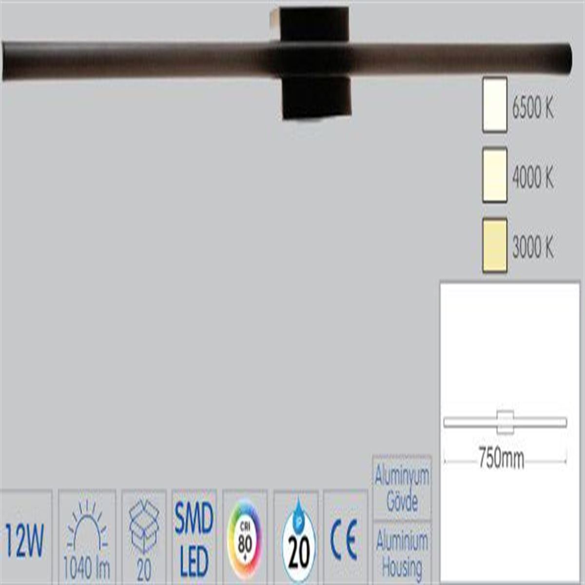 12W SİYAH LED APLİK 1