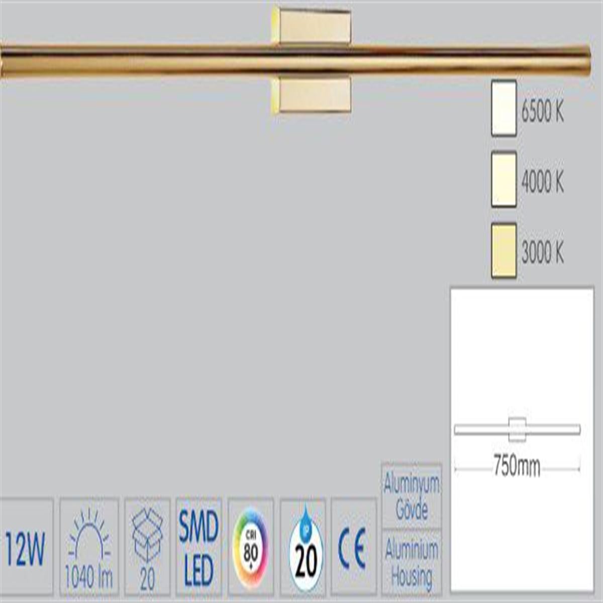 12W GOLD LED APLİK 1