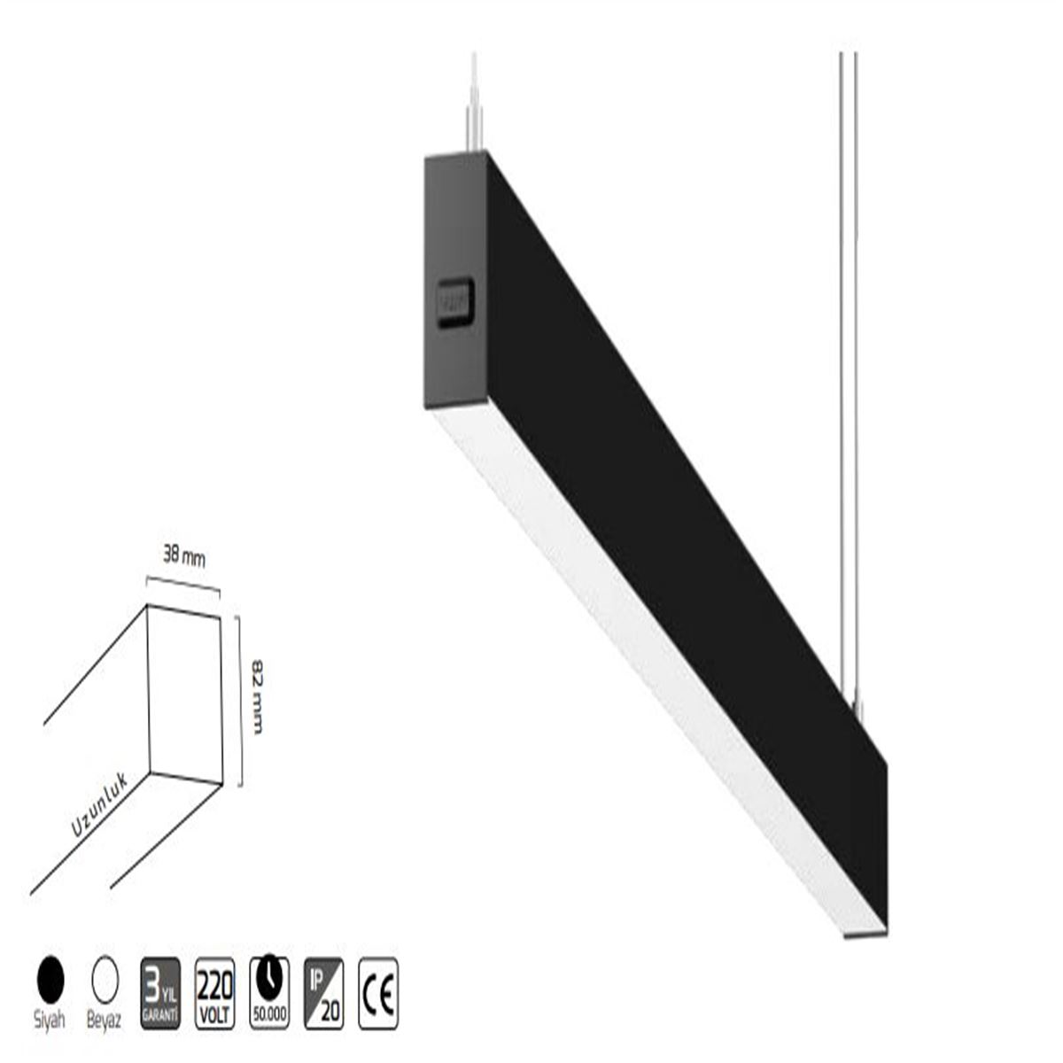 GY 8030-259 cm SİYAH 74W 4000K SO LİNEER ARMATÜR 1
