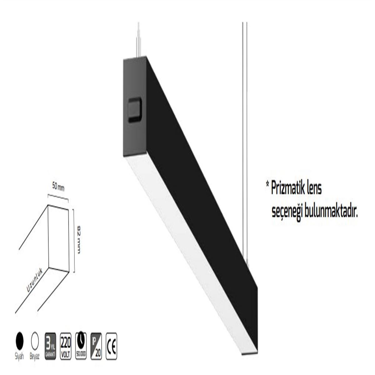 GY 8031-105 cm SİYAH 29W 3000K SO LİNEER ARMATÜR 1