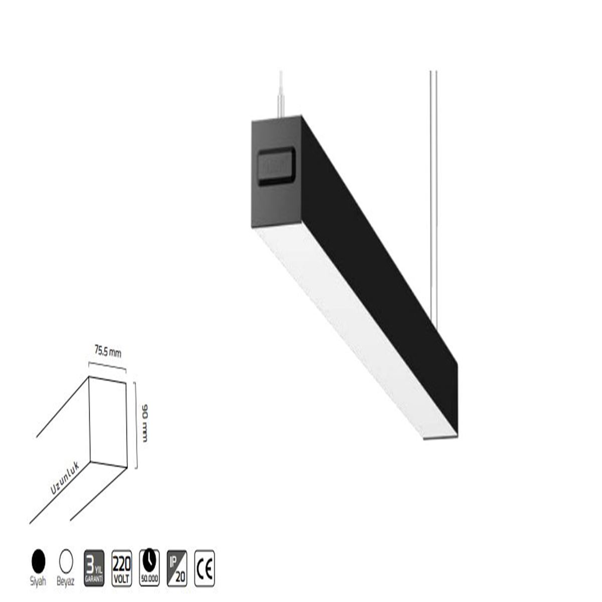 GY 8034-163 cm SİYAH 69W 3000K SO LİNEER ARMATÜR 1