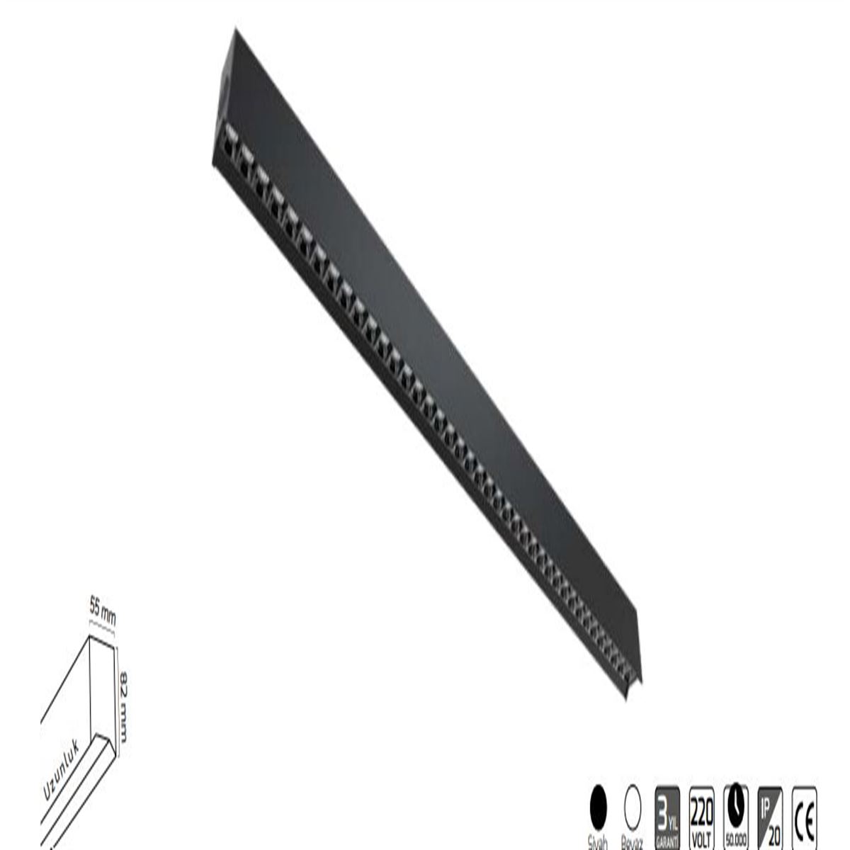 GY 8042-96 cm SİYAH 76W 10° 6500K SO LİNEER ARM 1