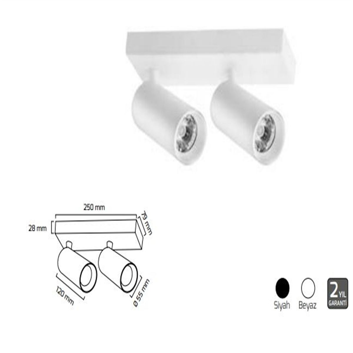 GY 3635 BEYAZ 2x14W 40° 6500K S.Ü. COB LED ARM.* 1