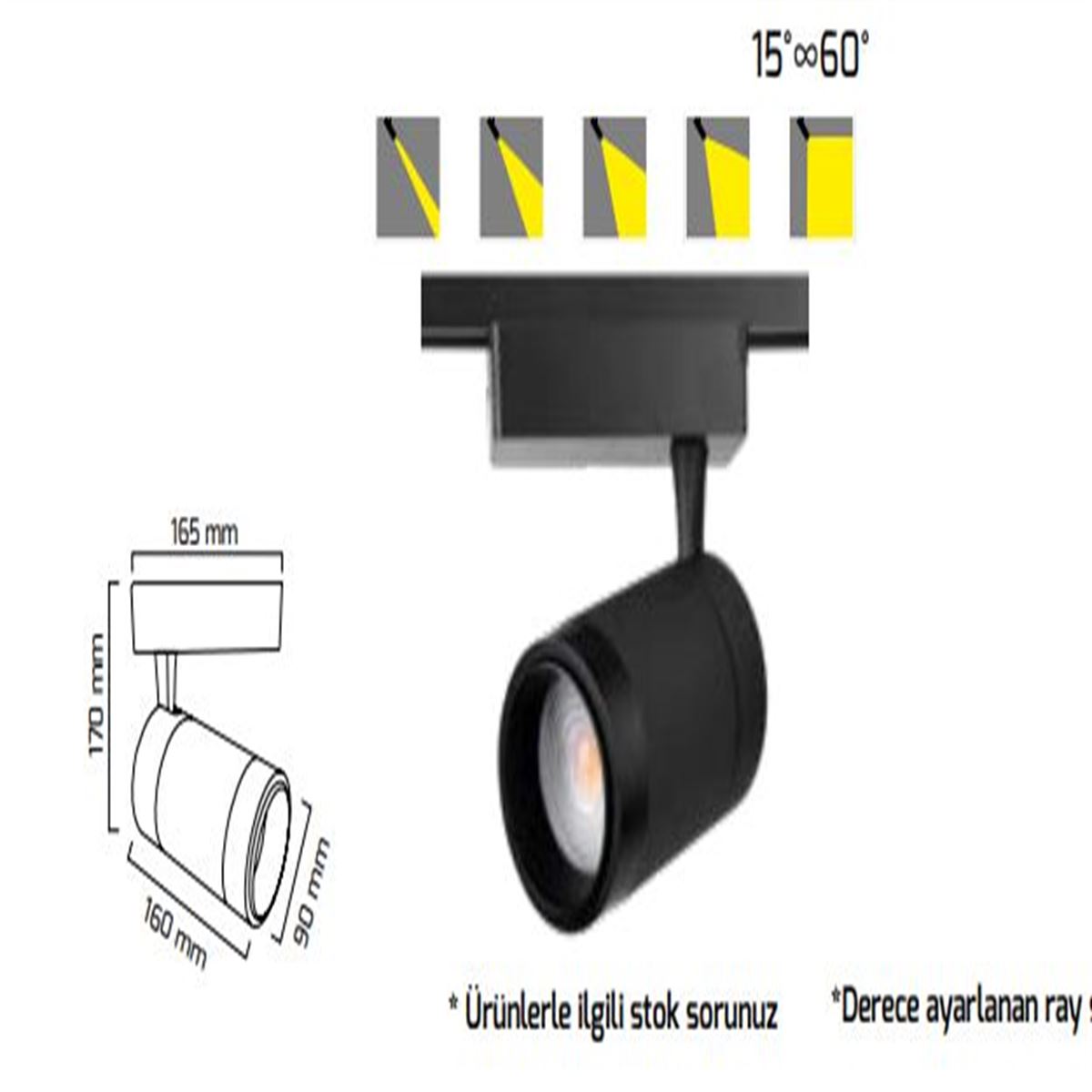 GY 3631 SİYAH 36W 15-60° 3000K SO LED RAY SPOTARM* 1